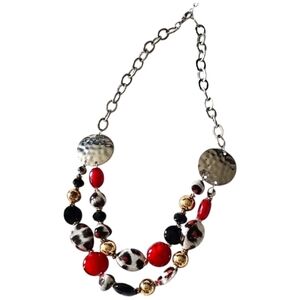 Elegant Red and Gold Beaded Necklace